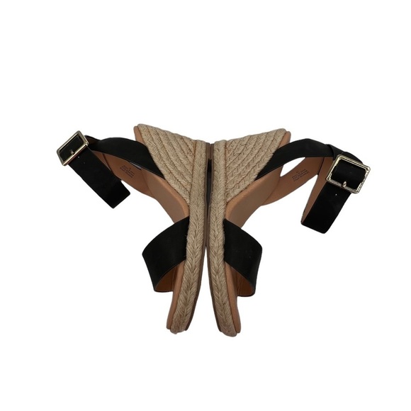 LOFT Black Wedge Espadrille Platform Ankle Strap Sandals Size 7 Women's - Picture 7 of 10